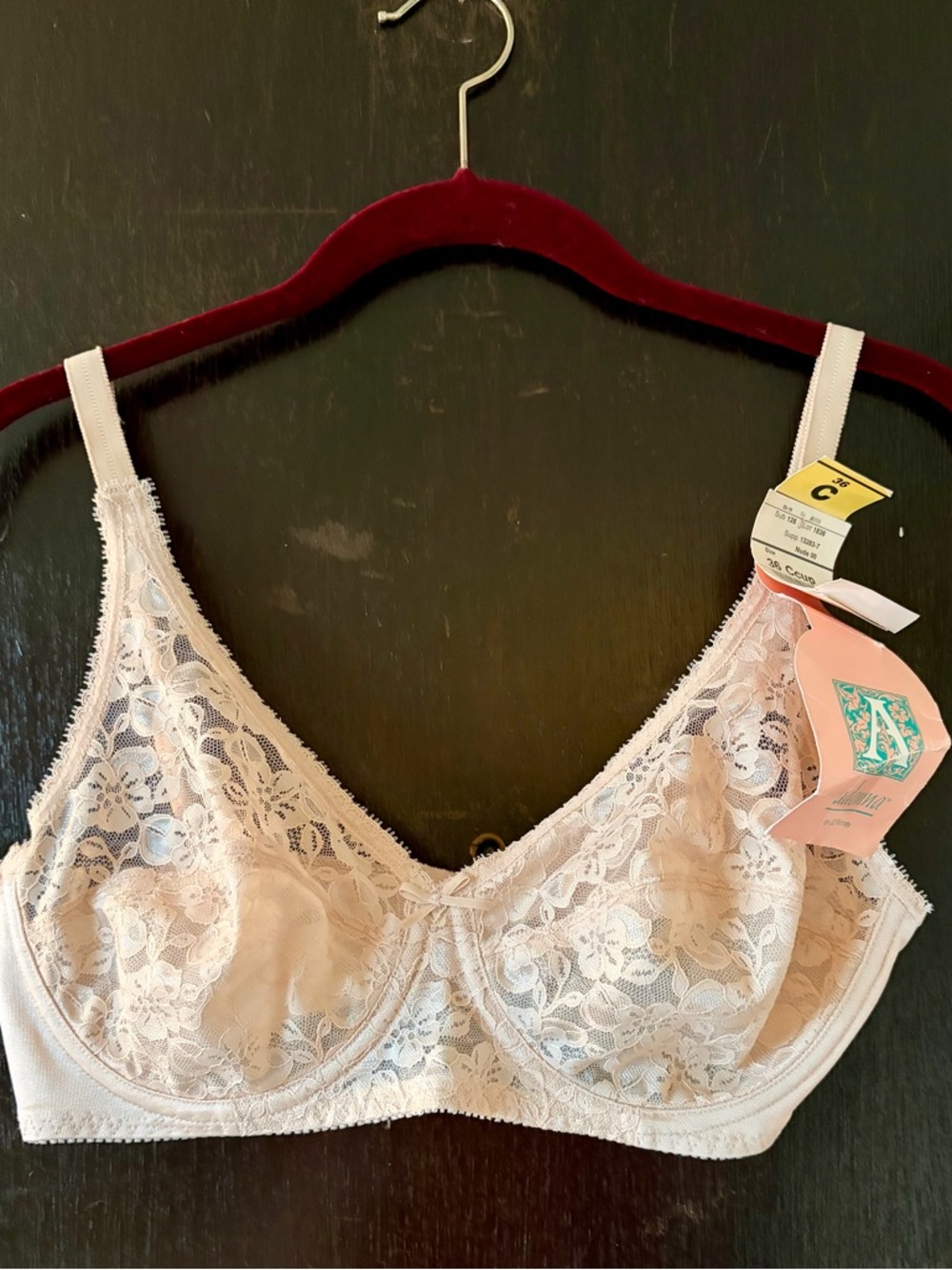 Vintage Adonna JcPenny #1836 Nude Lace Bra 36C NWT